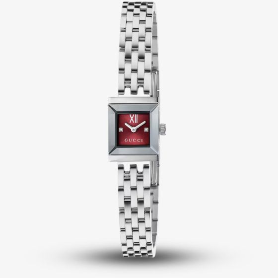 Gucci Ladies G-Frame Red Square Dial Watch YA128541