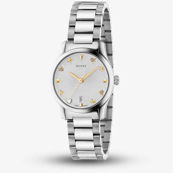 Gucci Ladies G-Timeless Small Stainless Steel Bracelet Watch YA126572