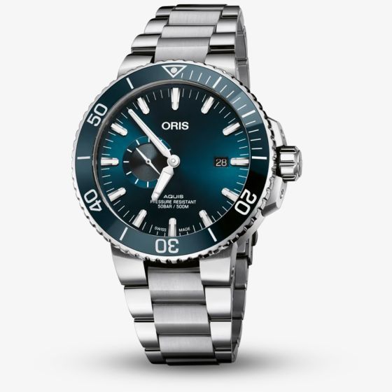 Oris Mens Aquis Small Second Date Blue Dial Watch 01 743 7733 4155-07 8 24 05PEB