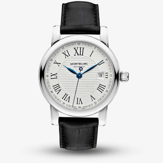 Montblanc Mens Star Automatic Date Black Leather Strap Watch 107114