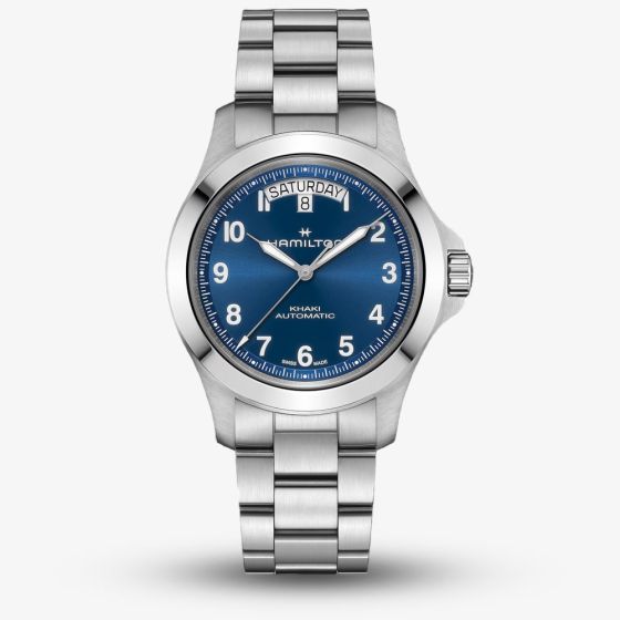 Hamilton Mens Khaki Field King Blue Dial Stainless Steel Watch H64475140