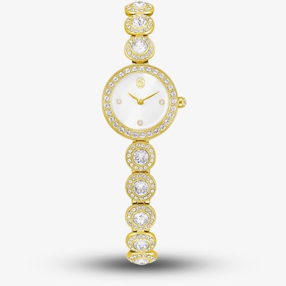 Swarovski Ladies Una Angelic Golden White Dial Bracelet Watch 5750500