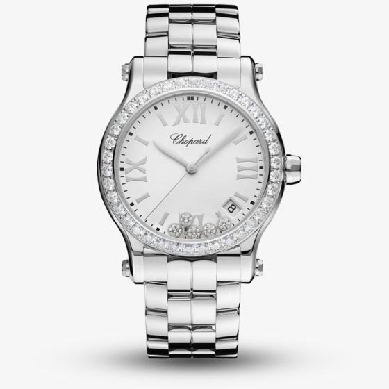 Chopard Happy Sport Silver Diamond Bezel Bracelet Watch 278582-3004