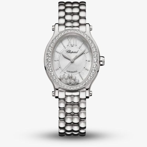 Chopard Happy Sport Silver Diamond Oval Bracelet Watch 278602-3004