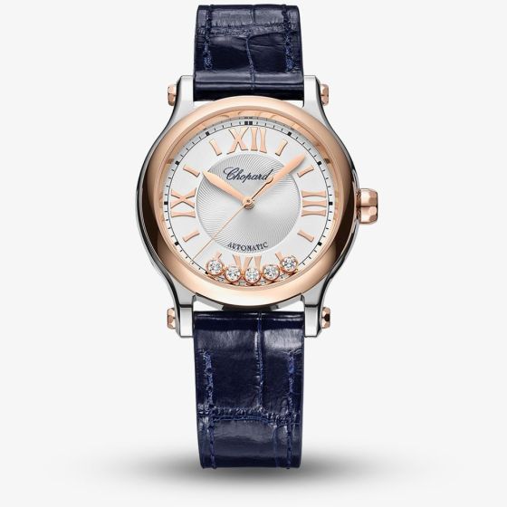 Chopard Ladies Happy Sport Blue Leather Strap Watch 278608-6001