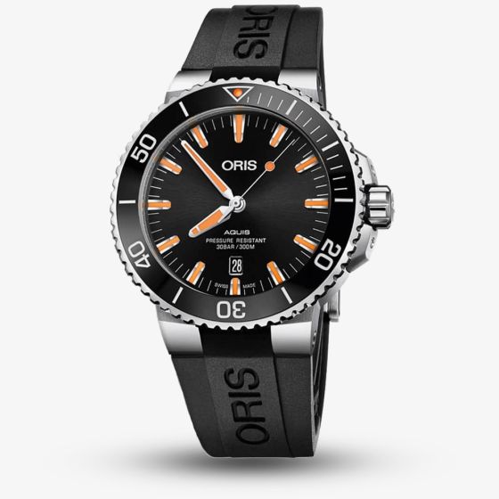 Oris Mens Aquis Date Black Rubber Strap Watch 01 733 7730 4159-07 4 24 64EB