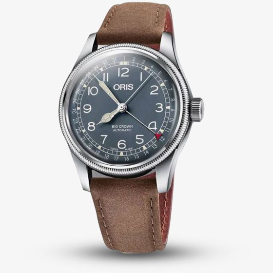 Oris Mens Big Crown Pointer Date Brown Leather Strap Watch 01 754 7741 4065-07 5 20 63