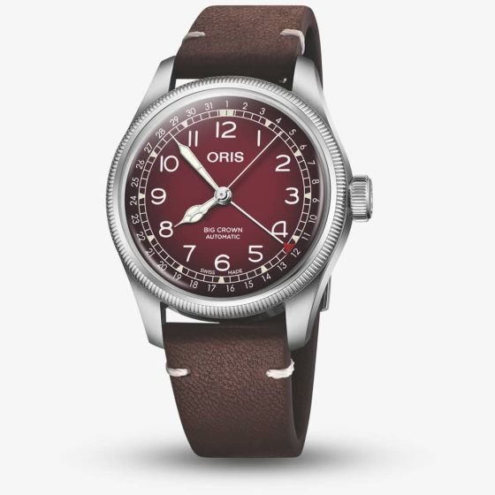  Oris X Mens Cervo Volante Big Crown Red Dial Leather Strap Watch 01 754 7785 4038-Set