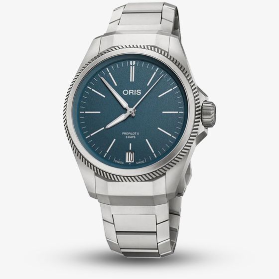 Oris Pro Pilot X Mens Blue Dial Titanium Watch 01 400 7778 7155-07 7 20 01TLC