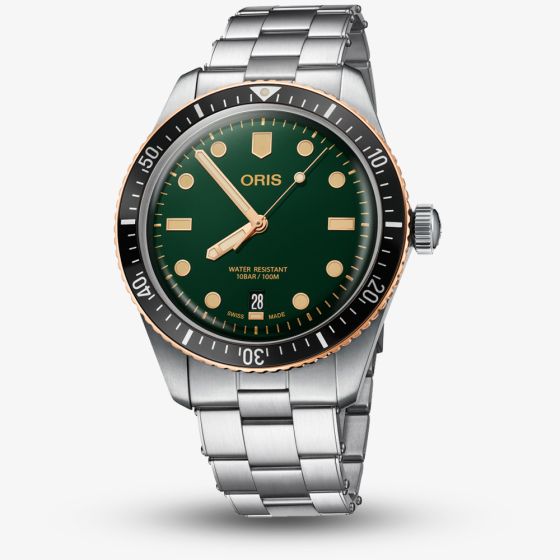 Oris Mens Diver Sixty-Five Green Dial Watch 01 733 7707 4357-07 8 20 18