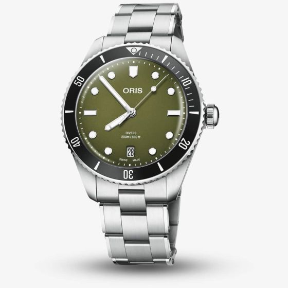 Oris Mens Divers Date Green Dial Bracelet Watch  01 733 7795 4057-Set
