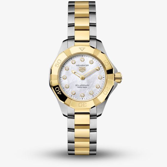 TAG Heuer Ladies Aquaracer Professional 100 Solargraph 28mm Two Colour Bracelet Watch WBP1422.BB0006