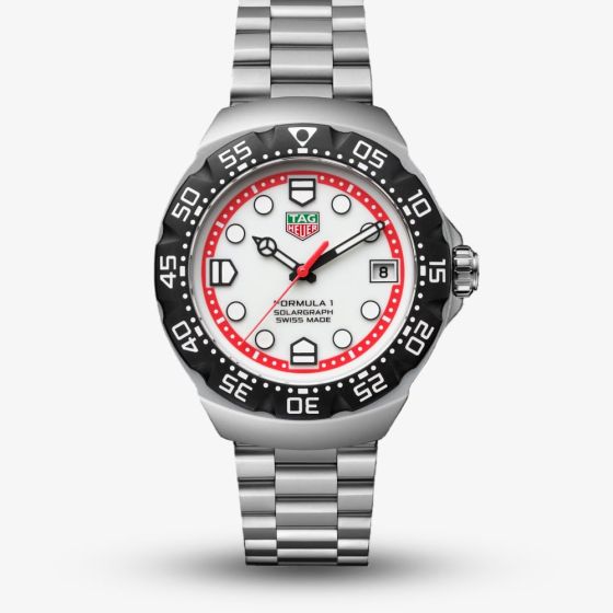 TAG Heuer Mens Formula 1 Solargraph White Dial Watch WBY1111.BA0042