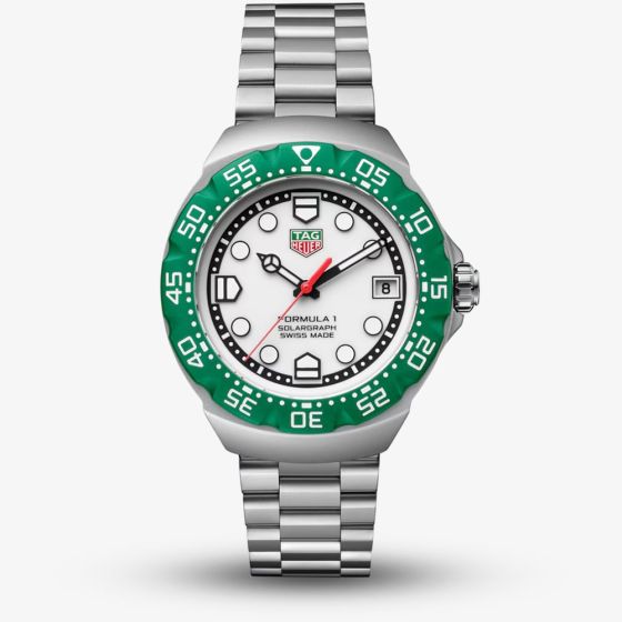 TAG Heuer Mens Formula 1 Solargraph Green Bracelet Watch WBY111E.BA0042