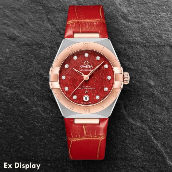 Ex-Display OMEGA Ladies Constellation Diamond Set Red Watch 131.23.29.20.99.002