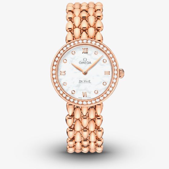 OMEGA Ladies De Ville Prestige 18ct Rose Gold Gold Bracelet Watch 424.55.27.60.55.004