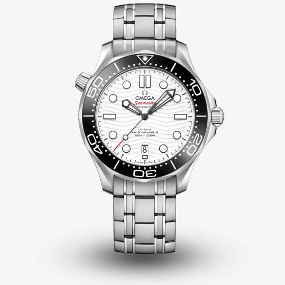 OMEGA Mens Seamaster Co-Axial Master Chronometer White Dial Bracelet Watch 210.30.42.20.04.001