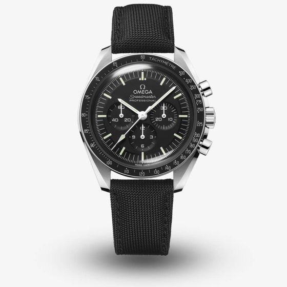 OMEGA Mens Speedmaster Moonwatch Co-Axial Master Chronometer Black Fabric Strap Watch 310.32.42.50.01.001