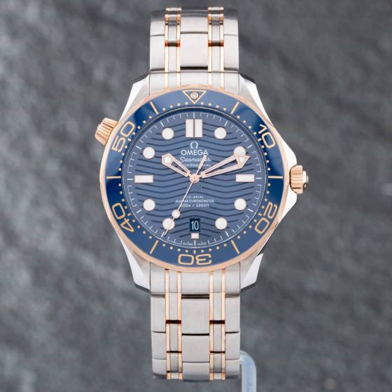 Second Hand OMEGA Seamaster Diver 300M Blue Two Tone Watch 210.20.42.20.03.002
