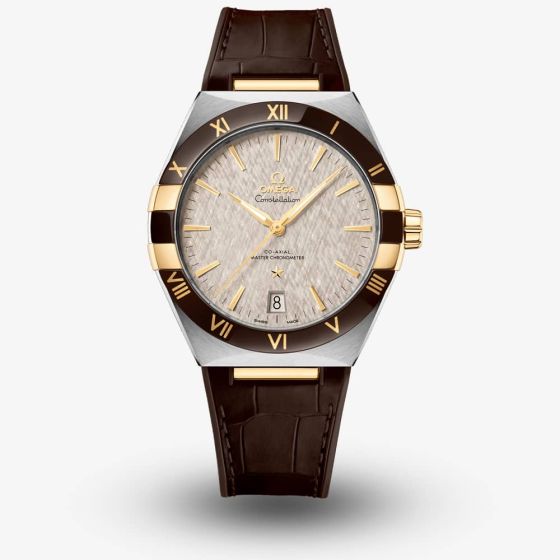 OMEGA Mens Constellation 18ct Yellow Gold Grey Watch 131.23.41.21.06.002