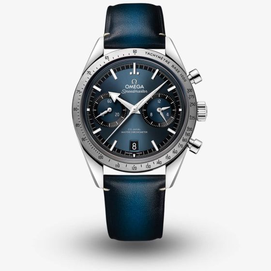 OMEGA Speedmaster 57 Co-Axial Master Chronometer Chronograph Blue Leather Strap Watch 332.12.41.51.03.001