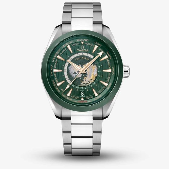 OMEGA Mens Aqua Terra GMT Worldtimer Green Dial Watch 220.30.43.22.10.001
