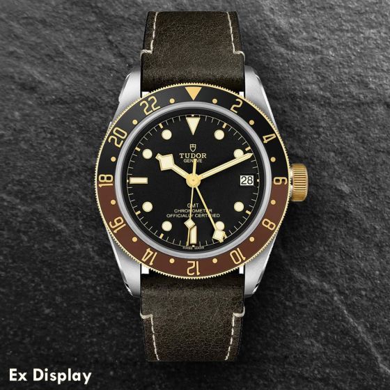 Ex-Display TUDOR Mens Black Bay GMT S&G Brown Leather Strap Watch M79833MN-0003