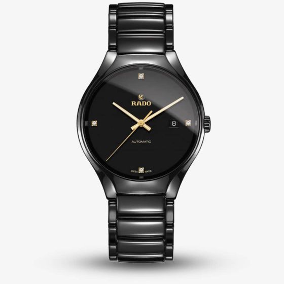 Rado Mens True Diamonds Automatic Black Ceramic Bracelet Watch R27056712