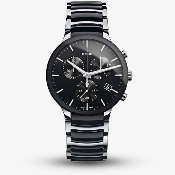 Rado Mens Centrix Black Chronograph Ceramic Watch R30130152