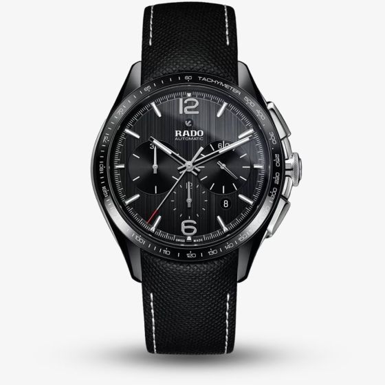 Rado Mens HyperChrome Automatic Chronograph Black Leather Strap Watch R32121155