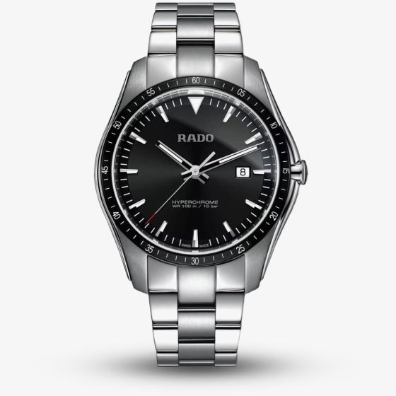 Rado Mens HyperChrome Quartz Black Dial Bracelet Watch R32502153