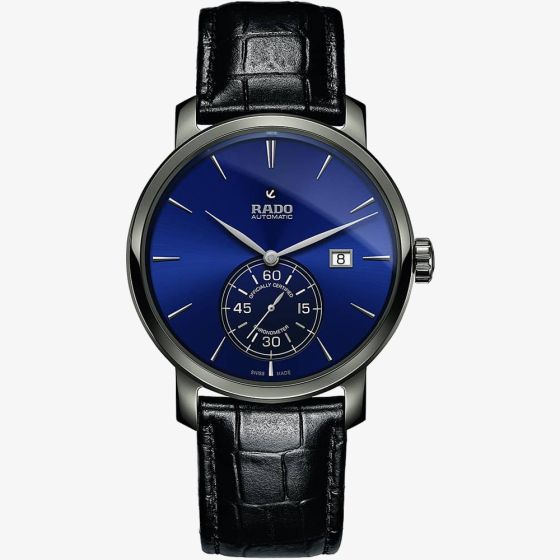 Rado Mens DiaMaster Automatic Petite Seconde Black Leather Strap Watch R14053206