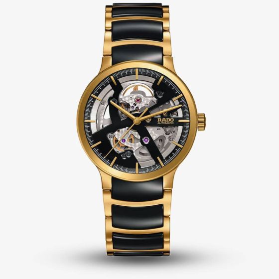 Rado Centrix Automatic Open Heart Two Tone Skeleton Dial Ceramic Bracelet Watch R30180162