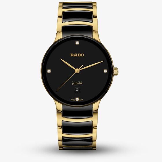 Rado Centrix Diamonds Black Gold Plated Ceramic Bracelet Watch R30022712