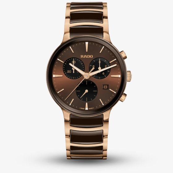 Rado Mens Centrix Quartz Chronograph Brown Dial Watch R30212302