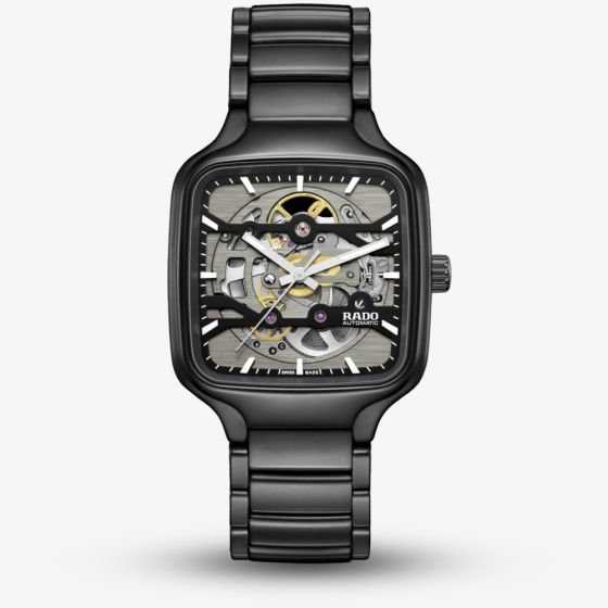 Rado Mens True Square Automatic Skeleton Black Ceramic Watch R27197152