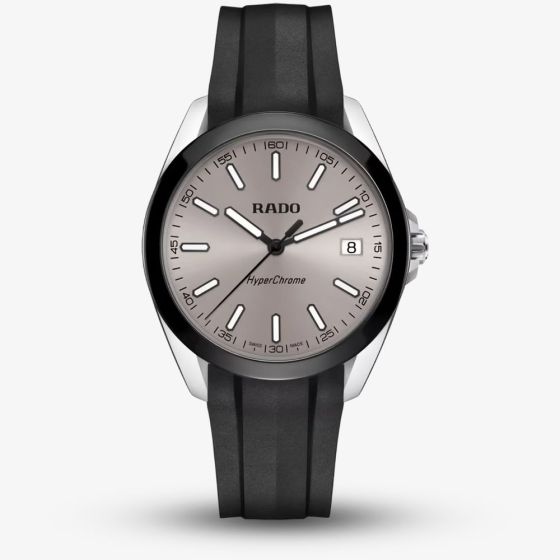 Rado Mens Hyperchrome Black Rubber Strap Watch R32280109