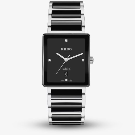 Rado Mens Integral Diamonds Black & Silver Square Dial Watch R20255712