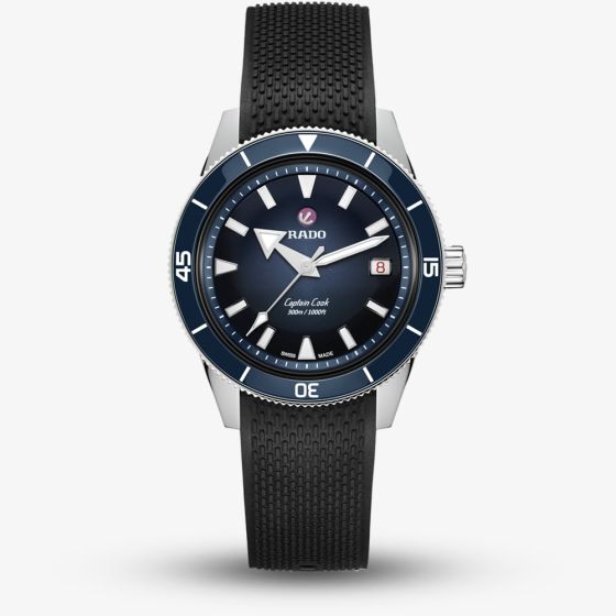 Rado Captain Cook Blue Dial Black Rubber Strap Watch R32223229