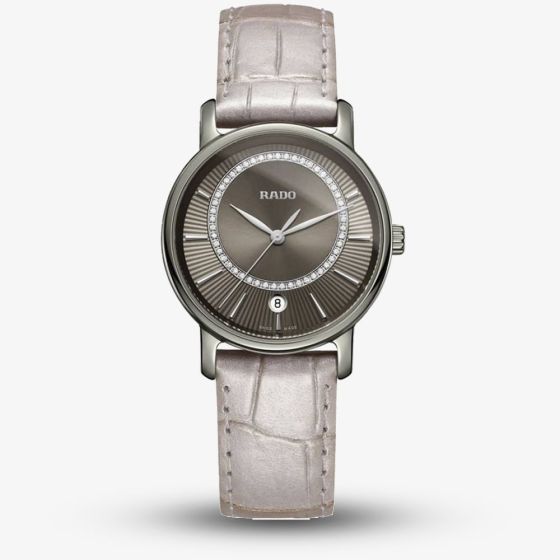 Rado Ladies DiaMaster Diamonds Quartz Silver Leather Strap Watch R14064715