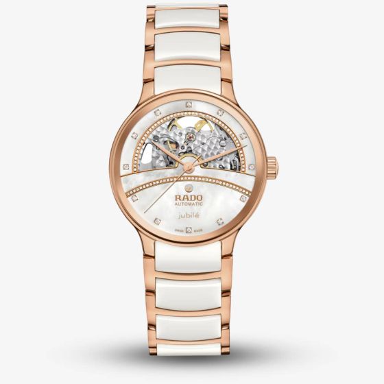 Rado Centrix Automatic Diamond Open Heart Half Skeleton White Watch R30029932