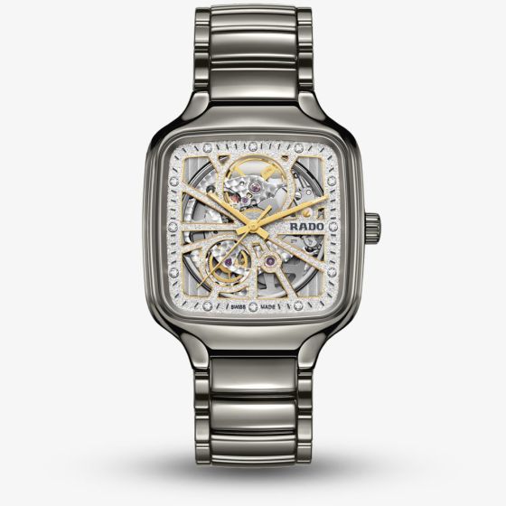 Rado Mens True Square Silver Sparkling Skeleton Dial Watch R27083722