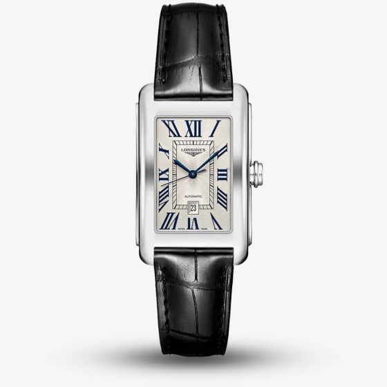 Longines Mens DolceVita Silver Dial Leather Strap Watch L5.757.4.71.0