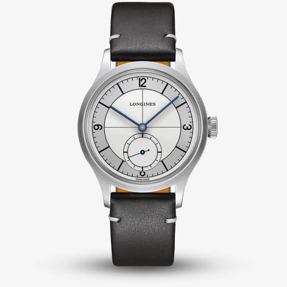 Longines Mens Heritage Classic Automatic Black Leather Strap Watch L2.828.4.73.0