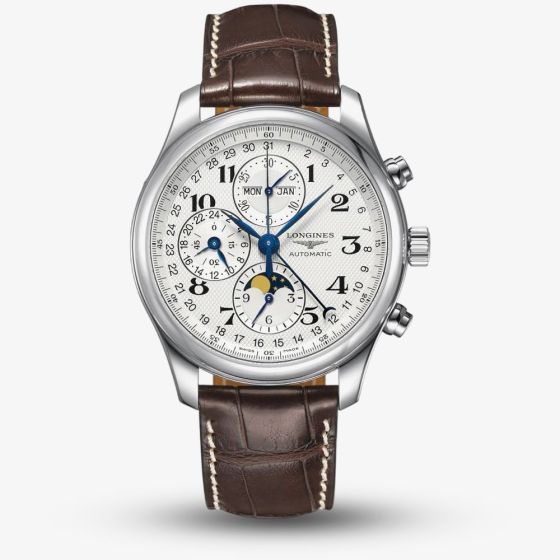 Longines Master Chrono Moonphase Brown Strap Watch L2.773.4.78.3