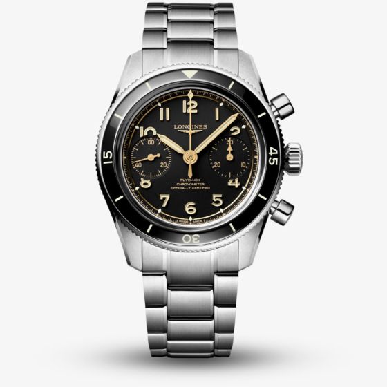 Longines Mens Spirit Pilot Flyback Stainless Steel Bracelet Watch L3.721.4.53.6