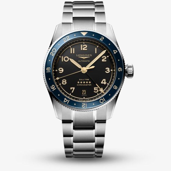 Longines Unisex Spirit Zulu Time Blue Bezel Watch L3.802.4.60.6