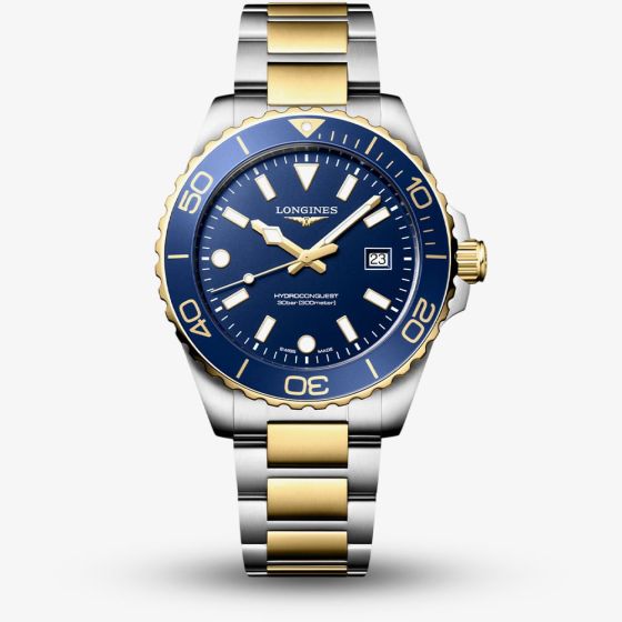Longines Mens HydroConquest Blue Dial Two Colour Bracelet Watch L3.769.3.96.7