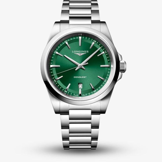 Longines Mens Conquest Mint Green Dial Stainless Steel Bracelet Watch L3.860.4.09.6