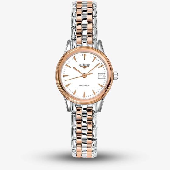 Longines Ladies Flagship White Dial Two Colour Bracelet Watch L4.274.3.92.7